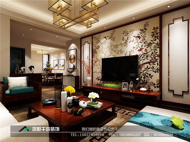 中式客厅电视墙装修效果图