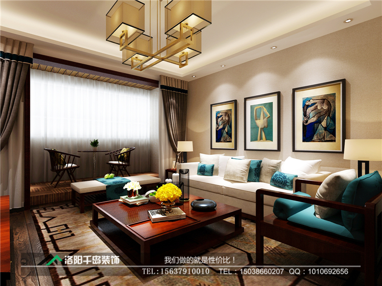 中式客厅沙发墙装修效果图